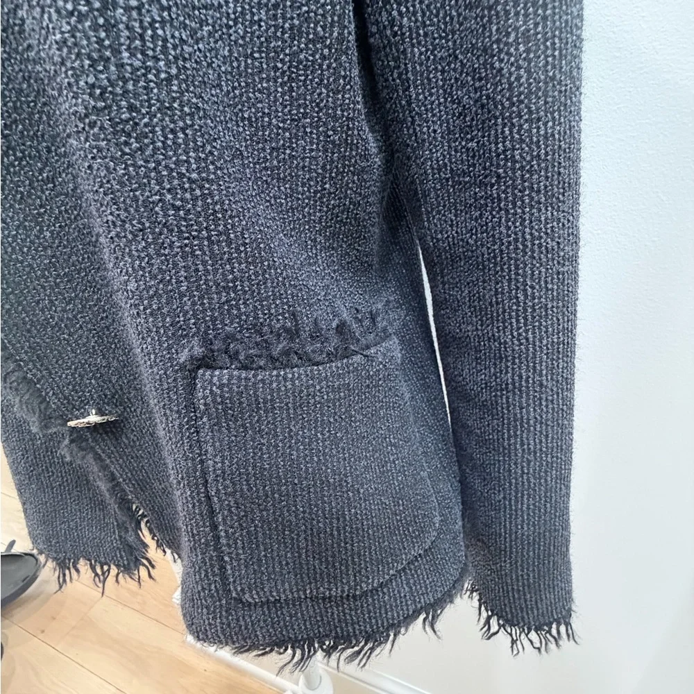Rare Vintage CHANEL Fringe Trim Knit Jacket Karl Lagerfeld Era - Sz FR 38 -